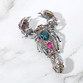 Stone Paved Scorpion Pin Brooch