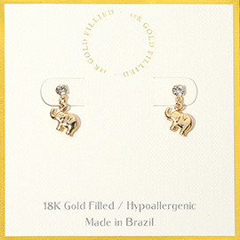 18K Gold Filled Hypoallergenic Elephant Dangle Earrings