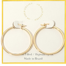 18K Gold Filled Hypoallergenic Pin Catch Hoop Earrings