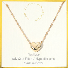 18K Gold Filled Hypoallergenic Cross Stone Paved Heart Pendant Necklace