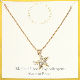 18K Gold Filled Hypoallergenic Starfish Pendant Necklace