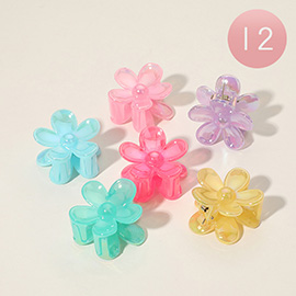 12 SET OF 3 - Flower Shaped Hair Claw Clip Set