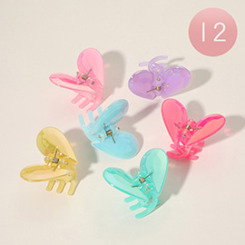 12 SET OF 3 - Heart Shaped Hair Claw Clip Set