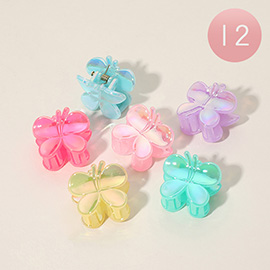 12 SET OF 6 - Butterfly Shaped Hair Claw Clip Set