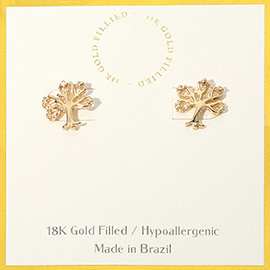 18K Gold Filled Hypoallergenic Tree Stud Earrings