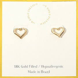 18K Gold Filled Hypoallergenic Open Heart Stud Earrings