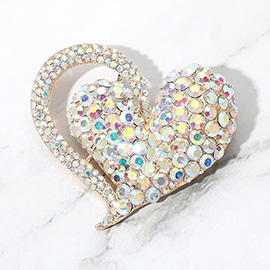 Stone Paved Heart Pin Brooch