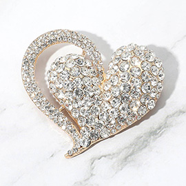 Stone Paved Heart Pin Brooch