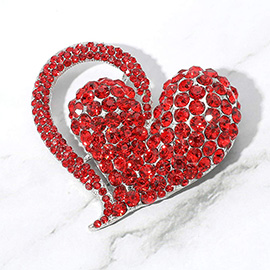 Stone Paved Heart Pin Brooch