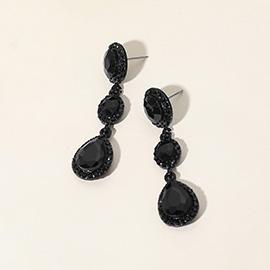 Oval Teardrop Stone Cluster Link Dropdown Evening Earrings