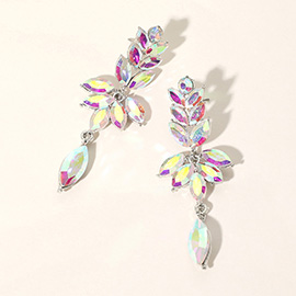 Marquise Stone Cluster Embellished Drop Evening Earrings