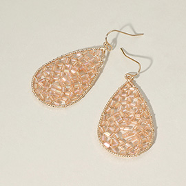 Cylinder Beaded Teardrop Dangle Earrings