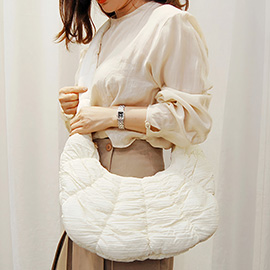 Quilted Puffer Croissant Cloud Crossbody Bag