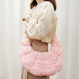 Quilted Puffer Croissant Cloud Crossbody Bag