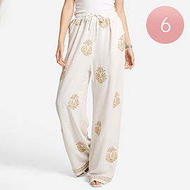 6PCS - Embroidered Wide Leg Pants