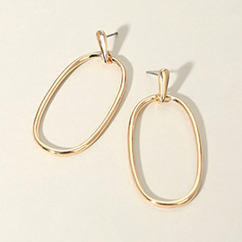 Metal Oval Ring Dangle Earrings