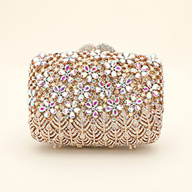 Crystal Rhinestone Embellished Flower Pattern Evening Clutch / Tote / Shoulder Bag