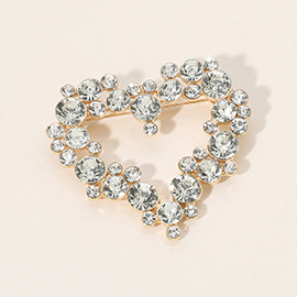 Stone Embellished Heart Pin Brooch