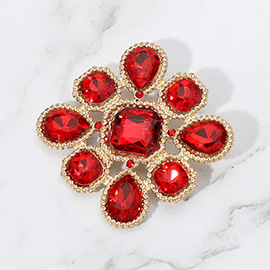 Stone Cluster Flower Pin Brooch