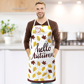 Autumn Leaves Pattern HELLO AUTUMM Message Printed Apron