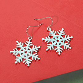 Glittered Snowflake Dangle Earrings