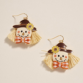 Bow Sunflower Scarecrow Dangle Earrings