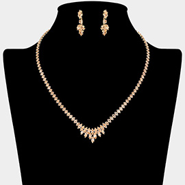 Marquise CZ Stone Cluster Necklace