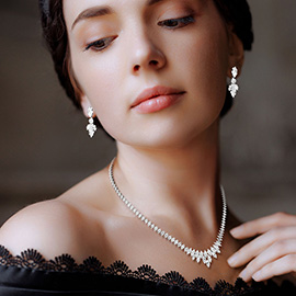 Marquise CZ Stone Cluster Necklace