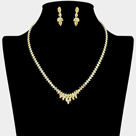 Marquise CZ Stone Cluster Necklace