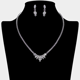 Marquise CZ Stone Cluster Necklace