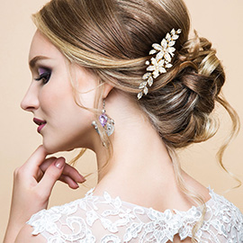CZ Floral Stone Cluster Embellished Hair Comb