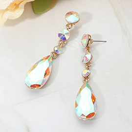 Elegant Multi Faceted Crystal Dangle Statement Earrings