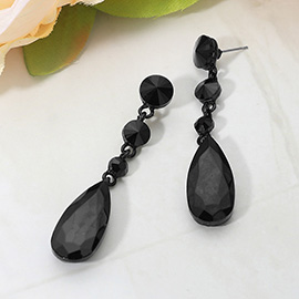 Elegant Multi Faceted Crystal Dangle Statement Earrings