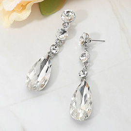 Elegant Multi Faceted Crystal Dangle Statement Earrings