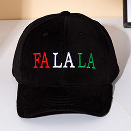 FA LA LA Message Embroidered Five Panel Canvas Snapback Baseball Cap