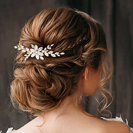Marquise CZ Stone Embellished Flower Hair Comb