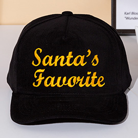 SANTAS FAVORITE Message Embroidered Five Panel Canvas Snapback Baseball Cap