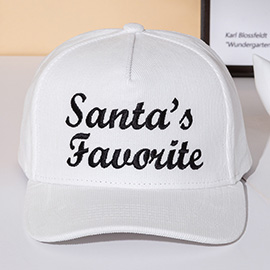 SANTAS FAVORITE Message Embroidered Five Panel Canvas Snapback Baseball Cap