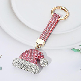Bling Studded Santa Hat Keychain Bag Charm