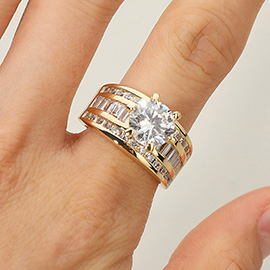 Round Cut CZ Statement Ring